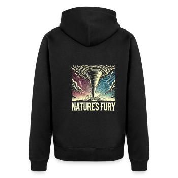 Erlebe Die Faszinierende Welt Des Tornadojagens - Unisex Premium Bio Zip Hoodie - Schwarz - Hinten - Nico (187cm)