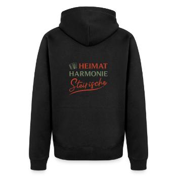 Ziehharmonika Heimat Steirischen Musik - Unisex Premium Bio Zip Hoodie - Schwarz - Hinten - Nico (187cm)