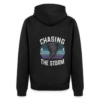 Découvrez le monde fascinant de la chasse aux tornades - Veste à capuche bio Premium Unisexe - noir - Dos - Nico (187cm)