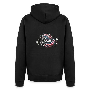 Patriotisme magique Licorne américaine États-Unis - Veste à capuche bio Premium Unisexe - noir - Dos - Nico (187cm)