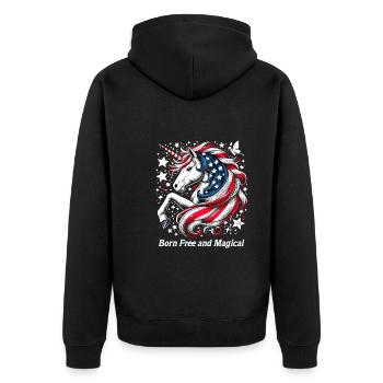 Patriotisme magique Licorne américaine États-Unis - Veste à capuche bio Premium Unisexe - noir - Dos - Nico (187cm)