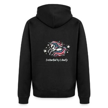 Magical Patriotism American Unicorn USA - Unisex Premium Organic Zip Hoodie - black - Back - Nico (187cm)
