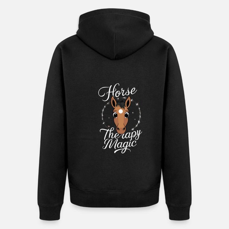 Heilung Durch Pferdetherapie Und Therapeutisches - Unisex Premium Bio Zip Hoodie - Schwarz