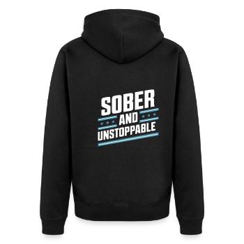 recovery from alcohol dependence sobriety aa - Unisex Premium Organic Zip Hoodie - black - Back - Nico (187cm)