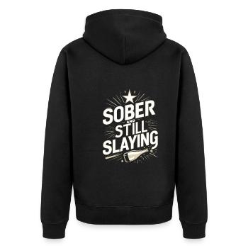 recovery from alcohol dependence sobriety aa - Unisex Premium Organic Zip Hoodie - black - Back - Nico (187cm)