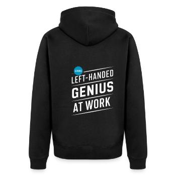 Linkshänder Lefty Left-hander Leftie Buddy - Unisex Premium Organic Zip Hoodie - black - Back - Nico (187cm)
