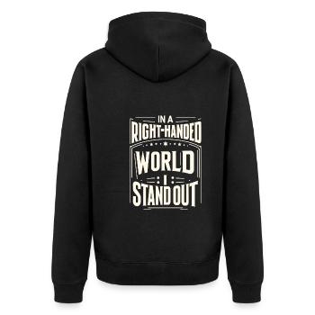 Linkshänder Lefty Left-hander Leftie Buddy - Unisex Premium Organic Zip Hoodie - black - Back - Nico (187cm)