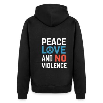 Raising awareness of domestic violence - Unisex Premium Organic Zip Hoodie - black - Back - Nico (187cm)