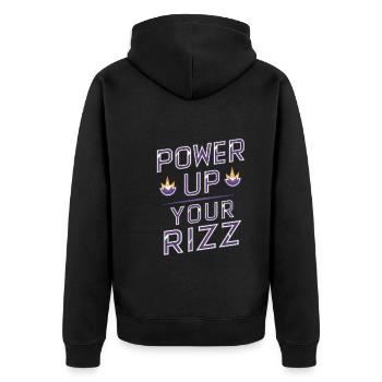 Rizzler Culture Gaming Life Rizzler Quotes - Unisex Premium Bio Zip Hoodie - Schwarz - Hinten - Nico (187cm)