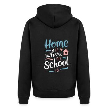 Homeschool Mom Dad Family Life Community Journey - Unisex Premium Bio Zip Hoodie - Schwarz - Hinten - Nico (187cm)