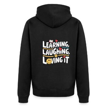 Homeschool Mom Dad Family Life Community Journey - Unisex Premium Bio Zip Hoodie - Schwarz - Hinten - Nico (187cm)