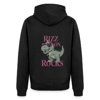 La culture des rizières avec l’art des dinosaures et le T-Rex - Veste à capuche bio Premium Unisexe - noir - Dos - Nico (187cm)
