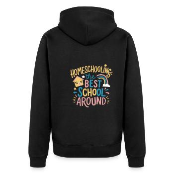 Homeschool Mom Dad Family Life Community Journey - Unisex Premium Organic Zip Hoodie - black - Back - Nico (187cm)