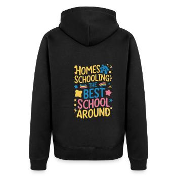 Homeschool Mom Dad Family Life Community Journey - Unisex Premium Bio Zip Hoodie - Schwarz - Hinten - Nico (187cm)