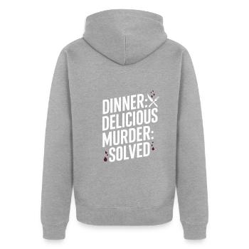 Meurtre Mystère Tenue De Dîner, Fête, Scène De Crime - Veste à capuche bio Premium Unisexe - gris chiné - Dos - Nico (187cm)