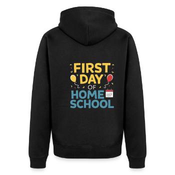 Homeschool Mom Dad Family Life Community Journey - Unisex Premium Organic Zip Hoodie - black - Back - Nico (187cm)
