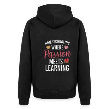 Homeschool Mom Dad Family Life Community Journey - Unisex Premium Bio Zip Hoodie - Schwarz - Hinten - Nico (187cm)