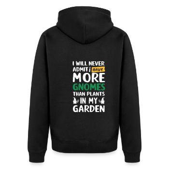 Garden Gnomes Gnome Lover Funny Gnome Gardening - Unisex Premium Organic Zip Hoodie - black - Back - Nico (187cm)