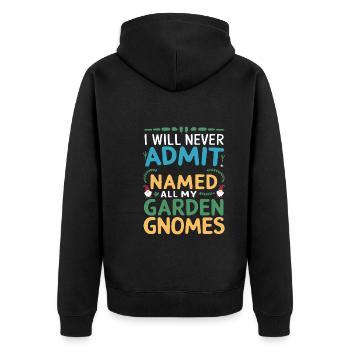 Garden Gnomes Gnome Lover Funny Gnome Gardening - Unisex Premium Organic Zip Hoodie - black - Back - Nico (187cm)