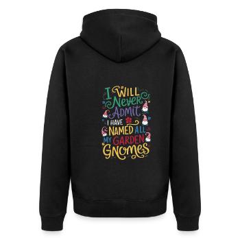 Garden Gnomes Gnome Lover Funny Gnome Gardening - Unisex Premium Organic Zip Hoodie - black - Back - Nico (187cm)