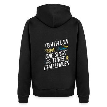 Triathlon Swim Bike Run Triathlete Sports Gift - Unisex Premium Organic Zip Hoodie - black - Back - Nico (187cm)