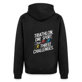 Triathlon Swim Bike Run Triathlete Sports Gift - Unisex Premium Organic Zip Hoodie - black - Back - Nico (187cm)