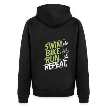 Triathlon Swim Bike Run Triathlete Sports Gift - Unisex Premium Organic Zip Hoodie - black - Back - Nico (187cm)