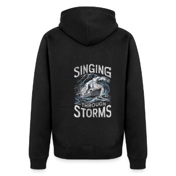 Sailors Sea Shanty Singing Ship Adventures - Unisex Premium Bio Zip Hoodie - Schwarz - Hinten - Nico (187cm)