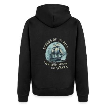 Sailors Sea Shanty Singing Ship Adventures - Unisex Premium Bio Zip Hoodie - Schwarz - Hinten - Nico (187cm)