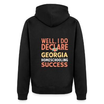 Georgia Homeschool Mom Life in Peach State - Unisex Premium Organic Zip Hoodie - black - Back - Nico (187cm)