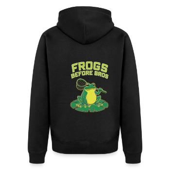 Amphibian frog hunter enthusiast, frog trapping - Unisex Premium Organic Zip Hoodie - black - Back - Nico (187cm)