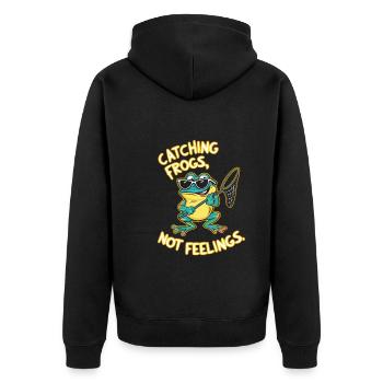 Amphibian frog hunter enthusiast, frog trapping - Unisex Premium Organic Zip Hoodie - black - Back - Nico (187cm)