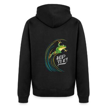 Chasseur de grenouilles amphibiens, piégeage de grenouilles - Veste à capuche bio Premium Unisexe - noir - Dos - Nico (187cm)