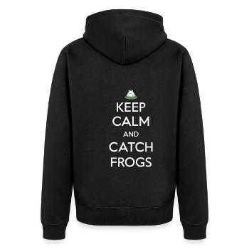 Amphibian frog hunter enthusiast, frog trapping - Unisex Premium Organic Zip Hoodie - black - Back - Nico (187cm)