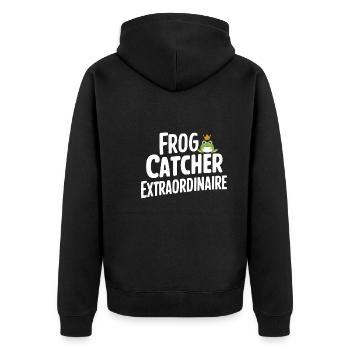 Amphibian frog hunter enthusiast, frog trapping - Unisex Premium Organic Zip Hoodie - black - Back - Nico (187cm)