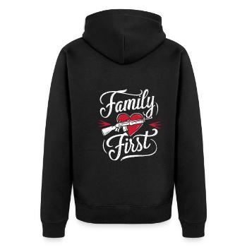 Mafia Lifestyle Crime mobster Gangster Style - Unisex Premium Bio Zip Hoodie - Schwarz - Hinten - Nico (187cm)