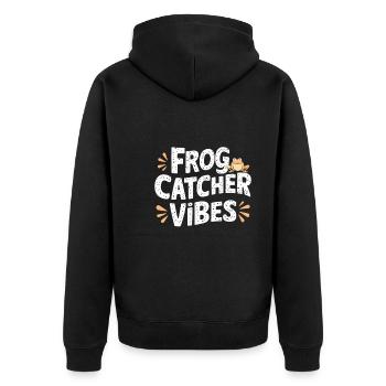 Amphibian frog hunter enthusiast, frog trapping - Unisex Premium Organic Zip Hoodie - black - Back - Nico (187cm)
