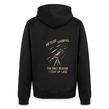 Stargazing And Meteor Shower Enthusiast - Unisex Premium Bio Zip Hoodie - Schwarz - Hinten - Nico (187cm)