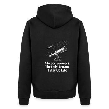 Stargazing And Meteor Shower Enthusiast - Unisex Premium Bio Zip Hoodie - Schwarz - Hinten - Nico (187cm)