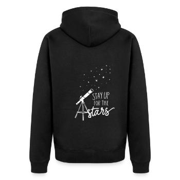 Stargazing And Meteor Shower Enthusiast - Unisex Premium Bio Zip Hoodie - Schwarz - Hinten - Nico (187cm)