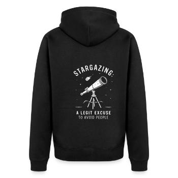 Stargazing And Meteor Shower Enthusiast - Unisex Premium Bio Zip Hoodie - Schwarz - Hinten - Nico (187cm)