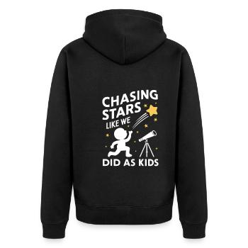 Stargazing And Meteor Shower Enthusiast - Unisex Premium Bio Zip Hoodie - Schwarz - Hinten - Nico (187cm)