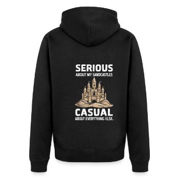 Kreative Sandburgen Kunst am Strand | Skulpturen - Unisex Premium Bio Zip Hoodie - Schwarz - Hinten - Nico (187cm)