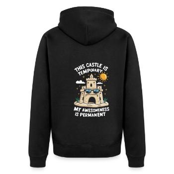 Kreative Sandburgen Kunst am Strand | Skulpturen - Unisex Premium Bio Zip Hoodie - Schwarz - Hinten - Nico (187cm)