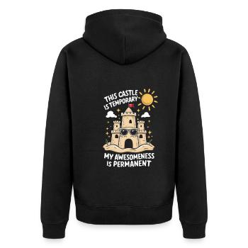 Kreative Sandburgen Kunst am Strand | Skulpturen - Unisex Premium Bio Zip Hoodie - Schwarz - Hinten - Nico (187cm)