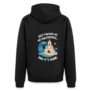 Kreative Sandburgen Kunst am Strand | Skulpturen - Unisex Premium Bio Zip Hoodie - Schwarz - Hinten - Nico (187cm)