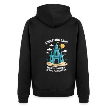 Kreative Sandburgen Kunst am Strand | Skulpturen - Unisex Premium Bio Zip Hoodie - Schwarz - Hinten - Nico (187cm)