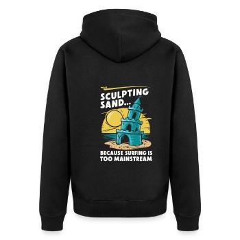 Kreative Sandburgen Kunst am Strand | Skulpturen - Unisex Premium Bio Zip Hoodie - Schwarz - Hinten - Nico (187cm)