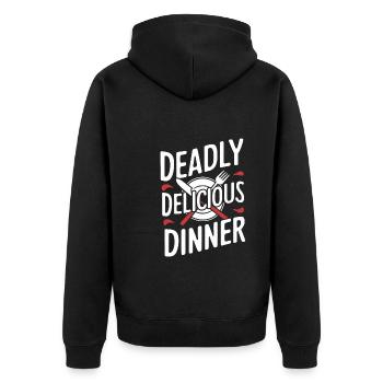 Krimi-dinner-outfit, Party, Tatort - Unisex Premium Bio Zip Hoodie - Schwarz - Hinten - Nico (187cm)
