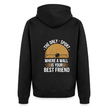 Squash Leidenschaft Squash Sport Für Squash - Unisex Premium Bio Zip Hoodie - Schwarz - Hinten - Nico (187cm)